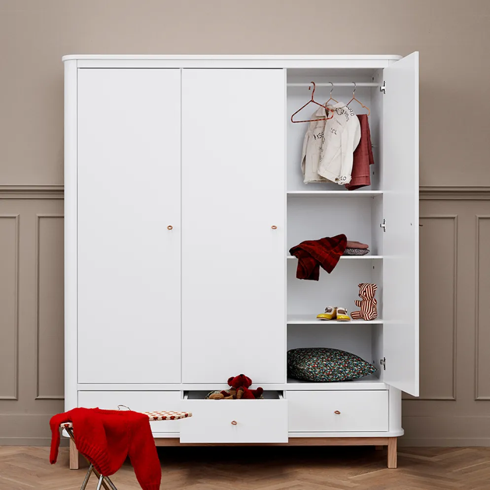 Oliver Furniture Wood Kleiderschrank 3-Türig Weiß/Eiche