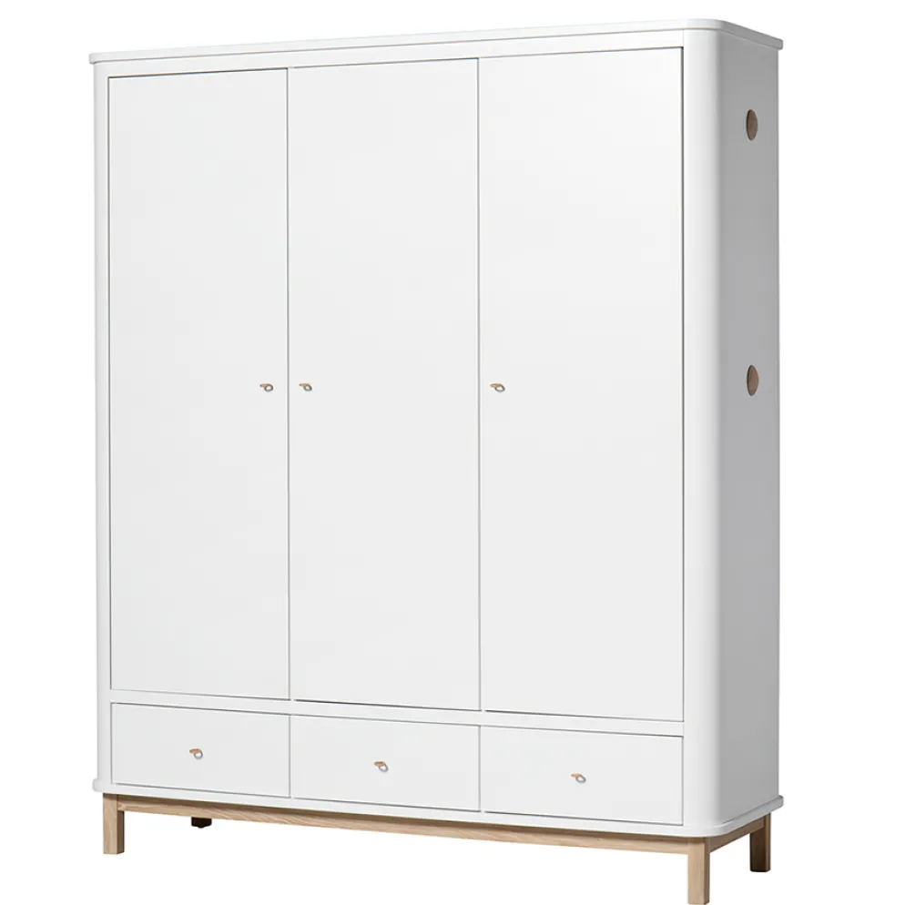 Oliver Furniture Wood Kleiderschrank 3-Türig Weiß/Eiche