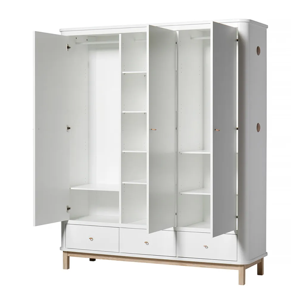 Oliver Furniture Wood Kleiderschrank 3-Türig Weiß/Eiche
