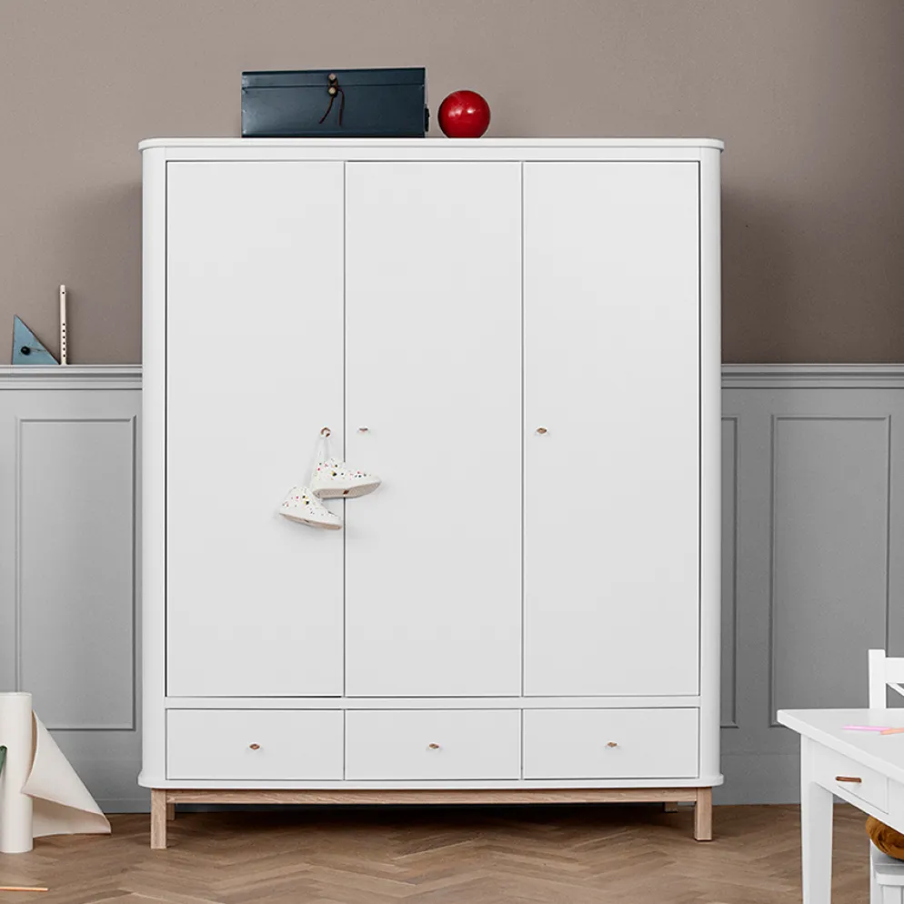 Oliver Furniture Wood Kleiderschrank 3-Türig Weiß/Eiche