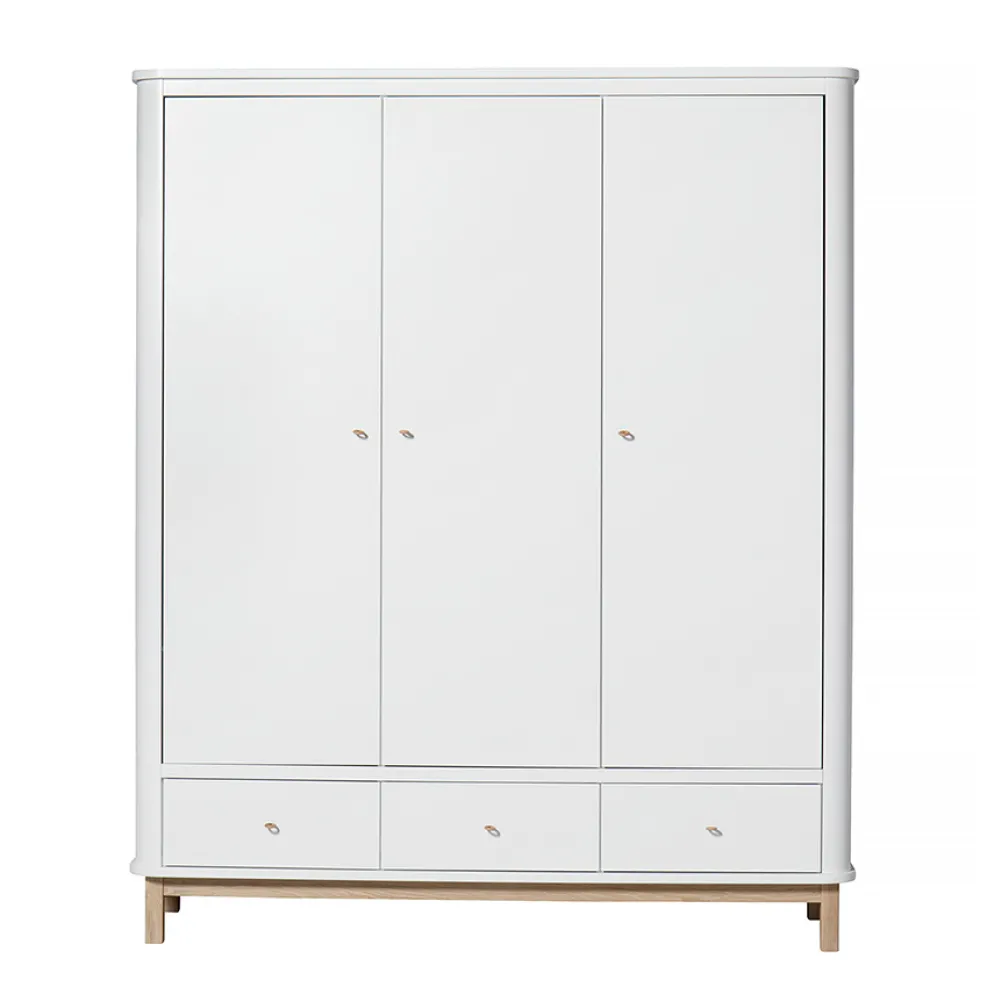 Oliver Furniture Wood Kleiderschrank 3-Türig Weiß/Eiche