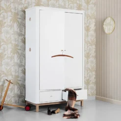 Oliver Furniture Wood Kleiderschrank 2-Türig Weiß/Eiche