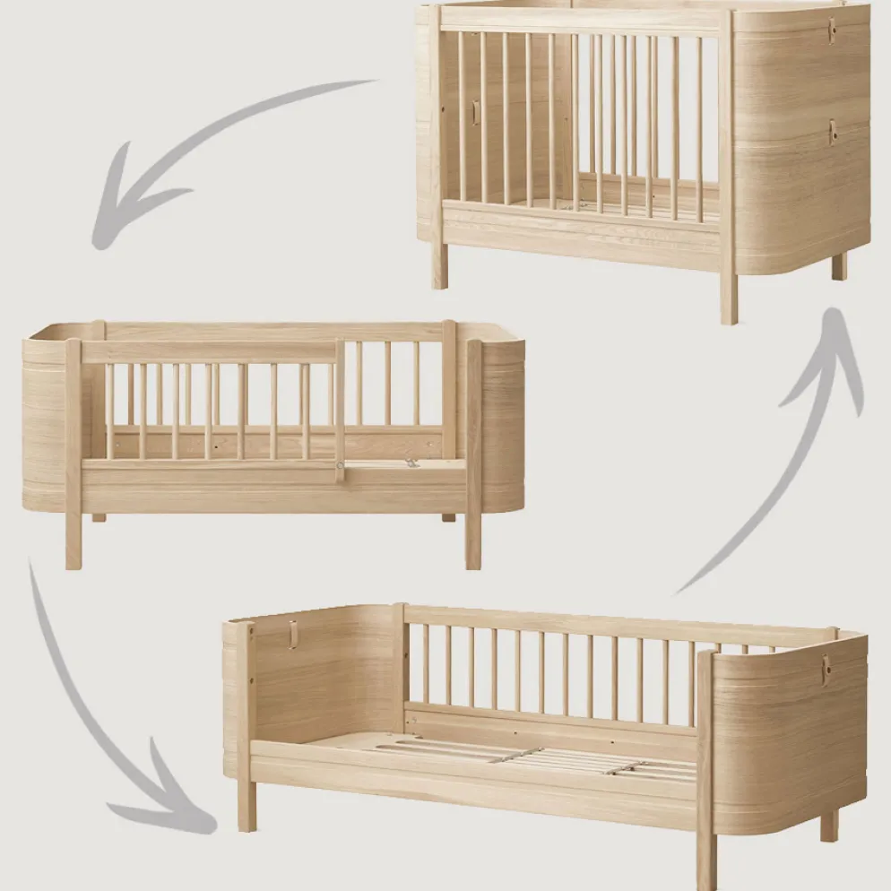 Oliver Furniture Wood Mini+ Baby- und Kinderbett inkl. Umbauset Juniorbett Eiche