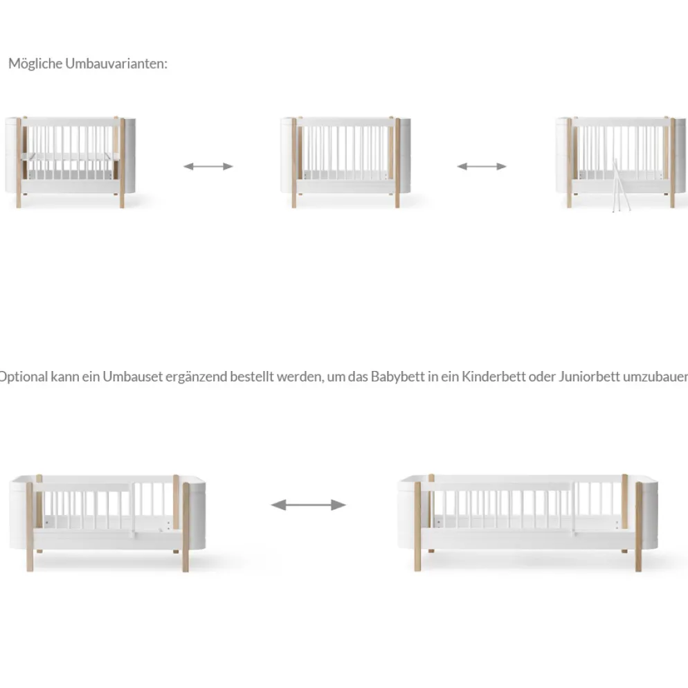 Oliver Furniture Wood Mini+ Babybett Weiß exkl. Umbauset Juniorbett