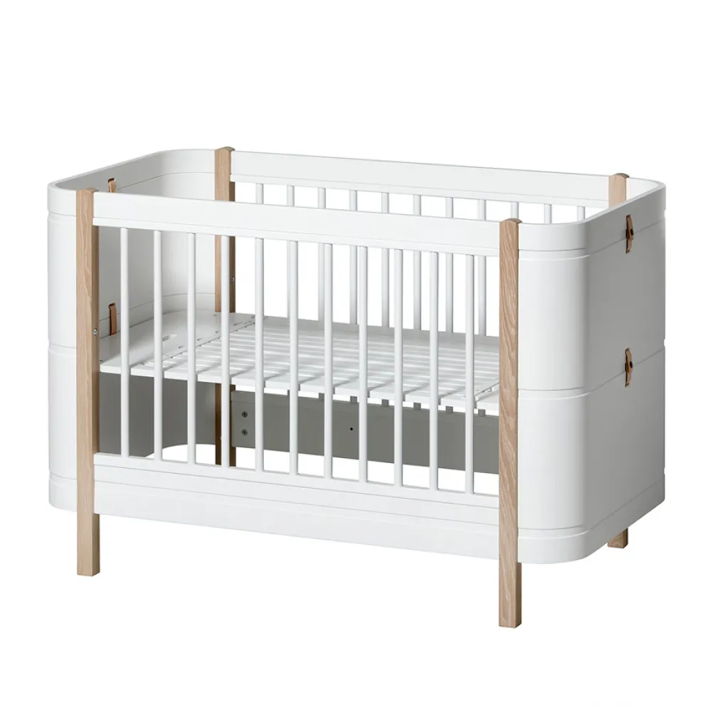 Oliver Furniture Wood Mini+ Babybett Weiß/Eiche exkl. Umbauset Juniorbett