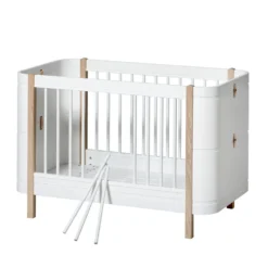 Oliver Furniture Wood Mini+ Babybett Weiß/Eiche exkl. Umbauset Juniorbett