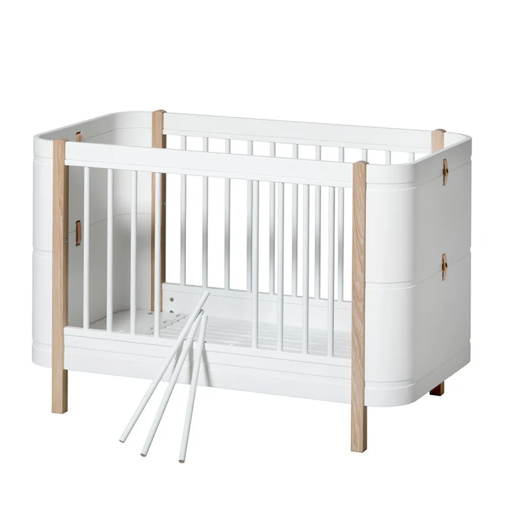 Oliver Furniture Wood Mini+ Babybett Weiß/Eiche exkl. Umbauset Juniorbett