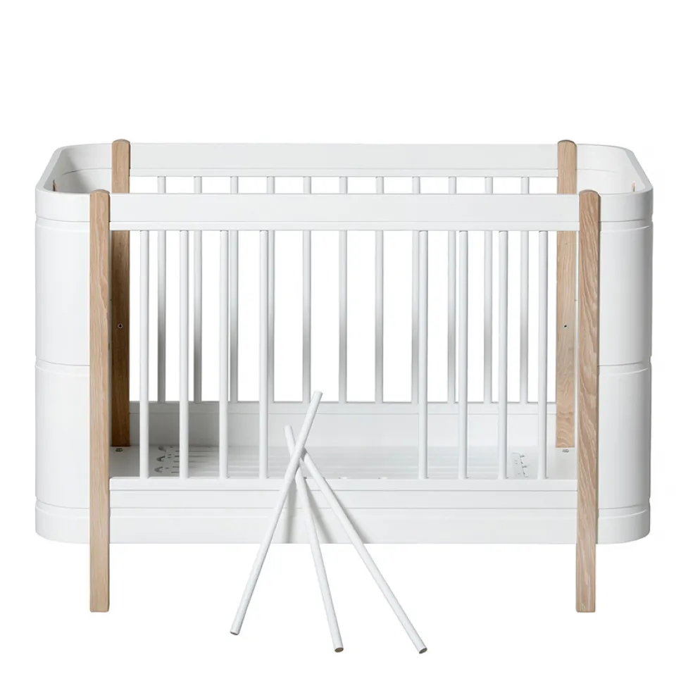Oliver Furniture Wood Mini+ Babybett Weiß/Eiche exkl. Umbauset Juniorbett
