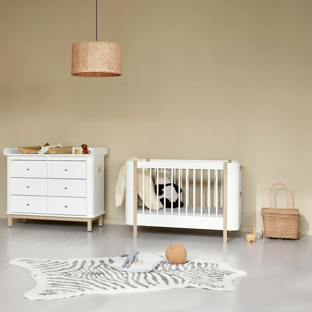 Oliver Furniture Wood Mini+ Babybett Weiß/Eiche exkl. Umbauset Juniorbett