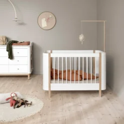 Oliver Furniture Wood Mini+ Babybett Weiß/Eiche exkl. Umbauset Juniorbett