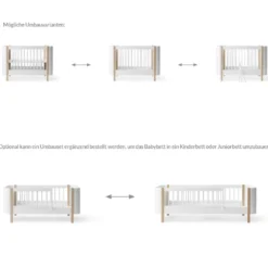 Oliver Furniture Wood Mini+ Babybett Weiß/Eiche exkl. Umbauset Juniorbett