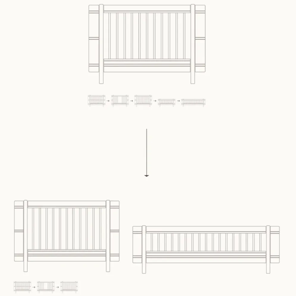 Oliver Furniture Wood Mini+ Geschwisterset Ergänzung f. Wood Mini+ Babybett inkl. Umbauset Juniorbett Eiche