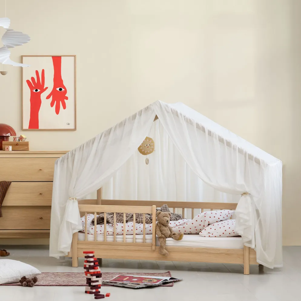 Oliver Furniture Wood Mini+ Hausbett-Zelt transparent weiß