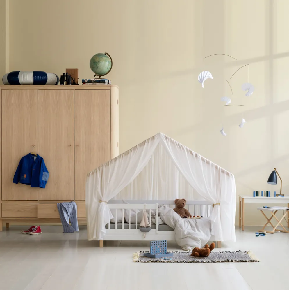 Oliver Furniture Wood Mini+ Hausbett-Zelt transparent weiß