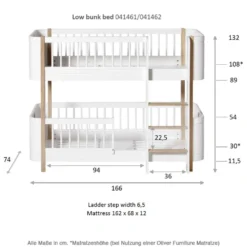 Oliver Furniture Wood Mini+ halbhohes Etagenbett Weiß