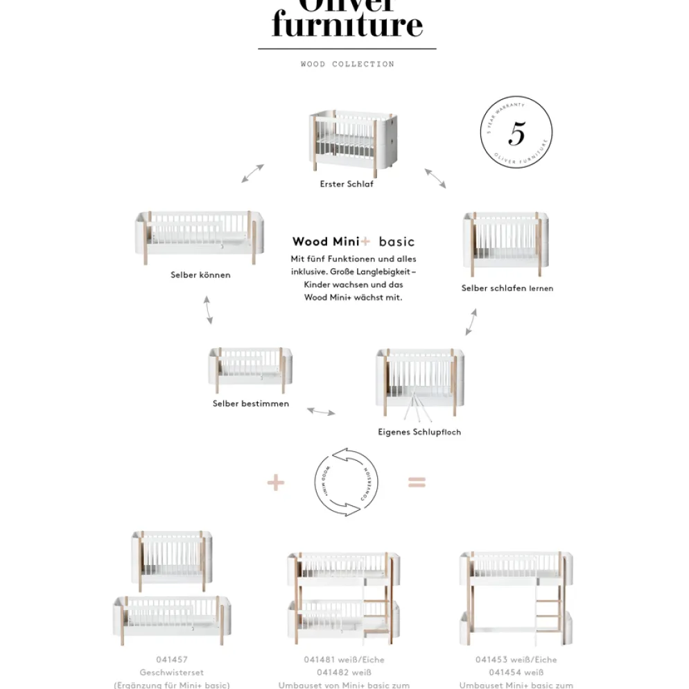 Oliver Furniture Wood Mini+ halbhohes Etagenbett Weiß