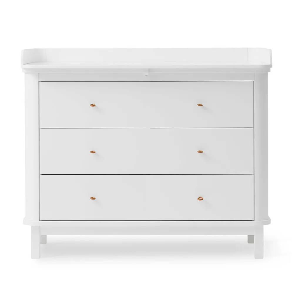 Oliver Furniture Wood Wickelkommode 3 Schubladen mit großer Wickelplatte Weiß