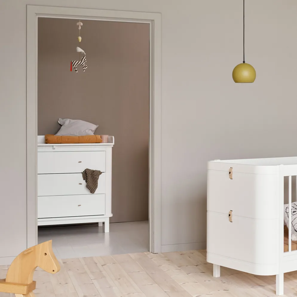 Oliver Furniture Wood Wickelkommode 3 Schubladen mit großer Wickelplatte Weiß