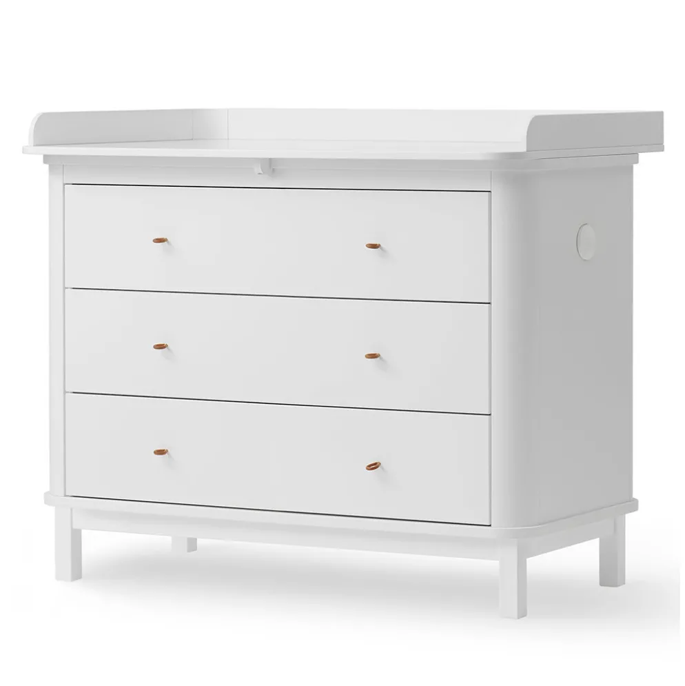 Oliver Furniture Wood Wickelkommode 3 Schubladen mit großer Wickelplatte Weiß