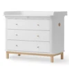 Oliver Furniture Wood Wickelkommode 3 Schubladen mit großer Wickelplatte Weiß/Eiche