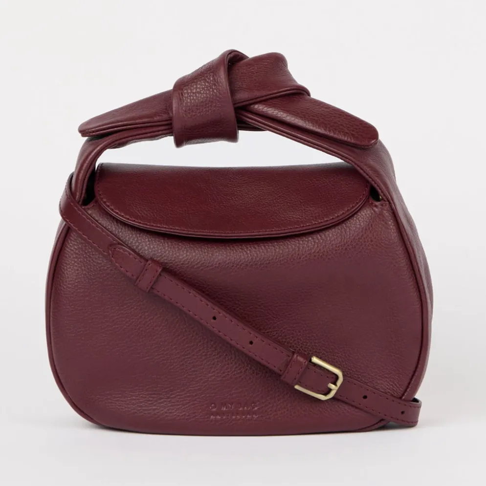 O My Bag Ledertasche COCO CROISSANT Dark Cherry weiches Leder