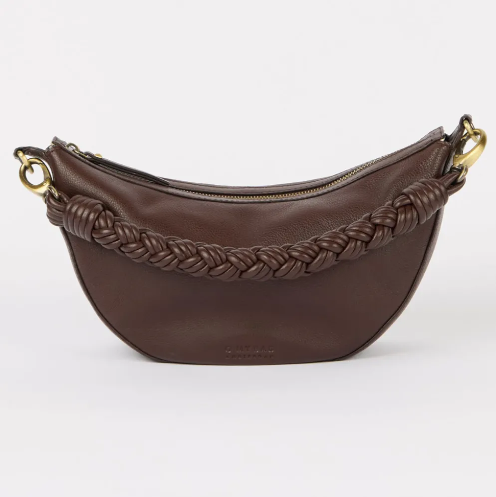 O My Bag Ledertasche Crossbody LEO inkl. gedrehter Gurt Chocolate weiches Leder