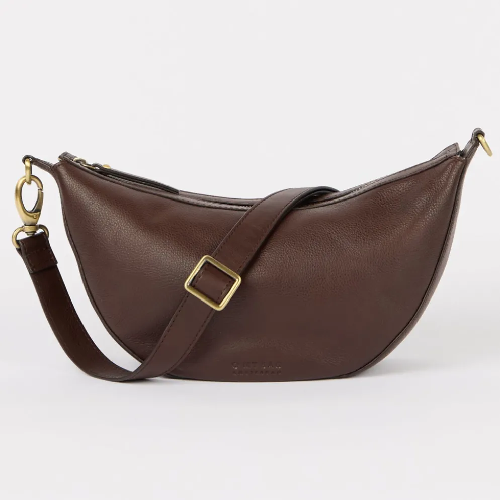 O My Bag Ledertasche Crossbody LEO inkl. gedrehter Gurt Chocolate weiches Leder
