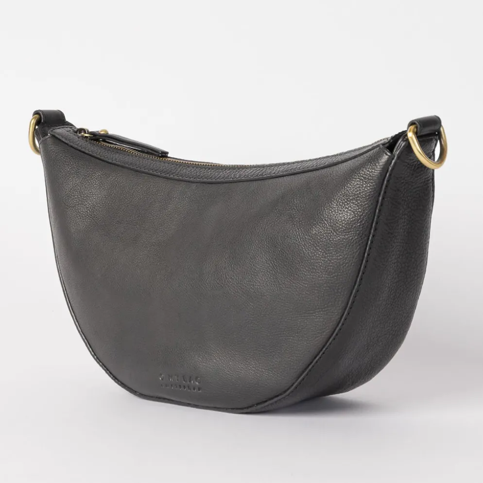 O My Bag Ledertasche Crossbody LEO inkl. gedrehter Gurt Black weiches Leder