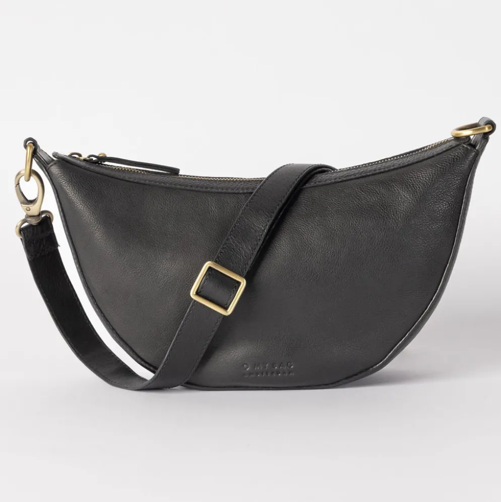 O My Bag Ledertasche Crossbody LEO inkl. gedrehter Gurt Black weiches Leder