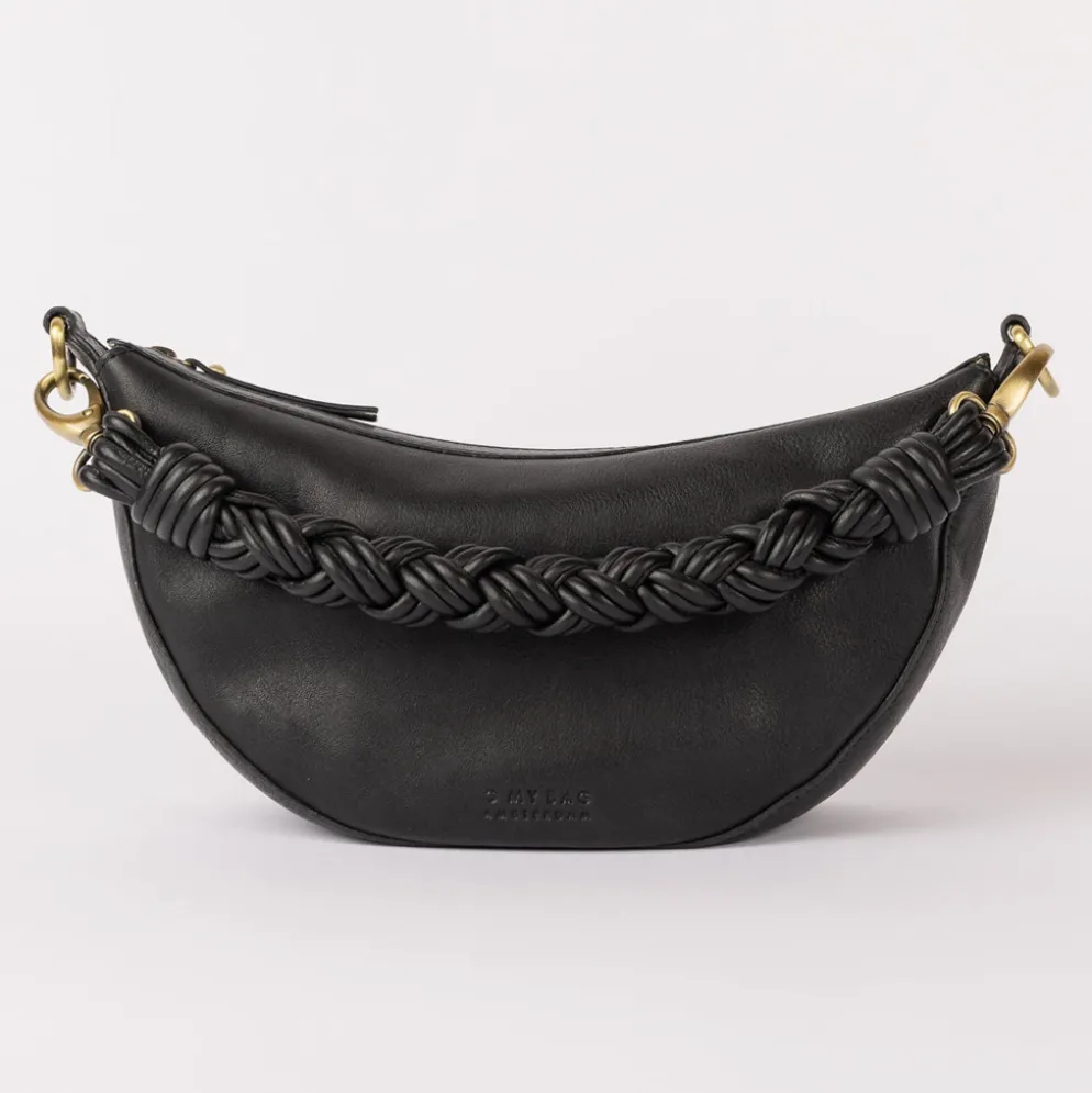 O My Bag Ledertasche Crossbody LEO inkl. gedrehter Gurt Black weiches Leder