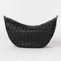 O My Bag Ledertasche Crossbody LEO Black Woven weiches Leder