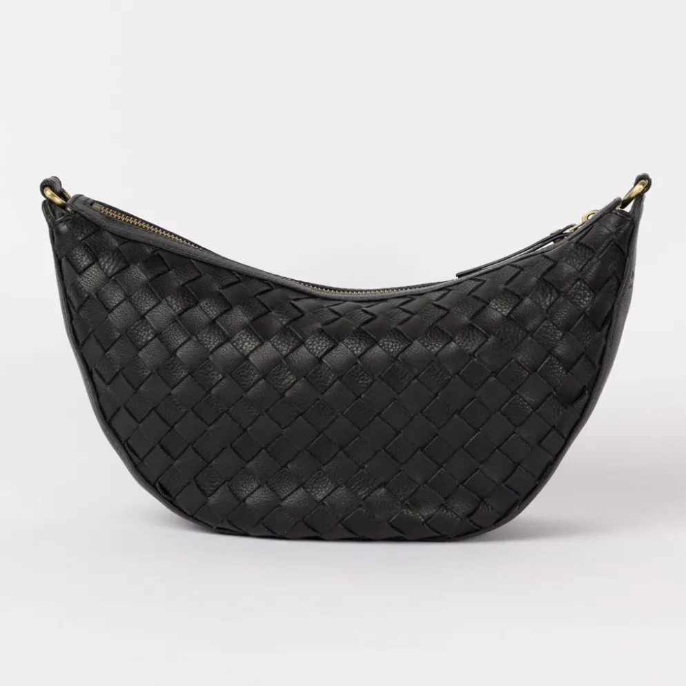 O My Bag Ledertasche Crossbody LEO Black Woven weiches Leder