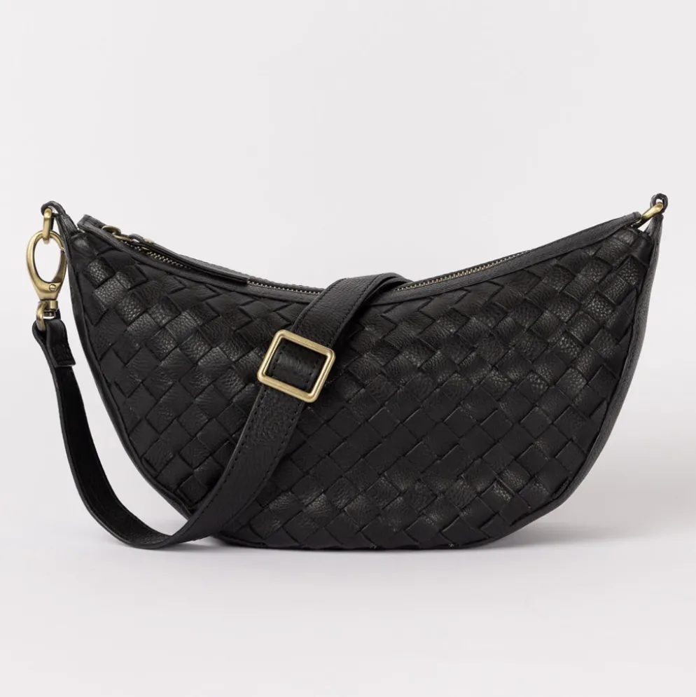 O My Bag Ledertasche Crossbody LEO Black Woven weiches Leder