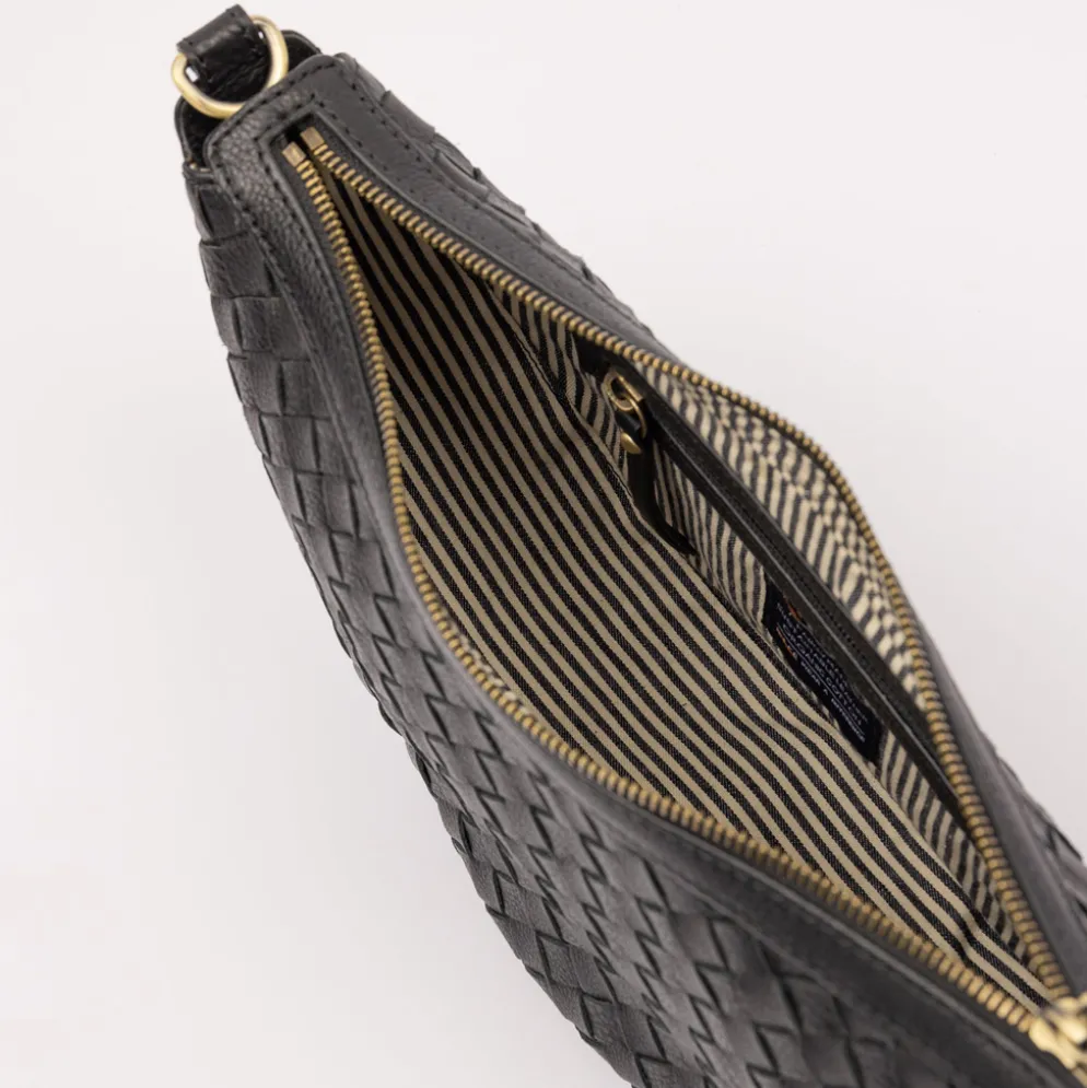 O My Bag Ledertasche Crossbody LEO Black Woven weiches Leder
