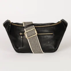 O My Bag Ledertasche Crossbody DREW BUM BAG weiches Leder Black inkl. 2 Taschengurte