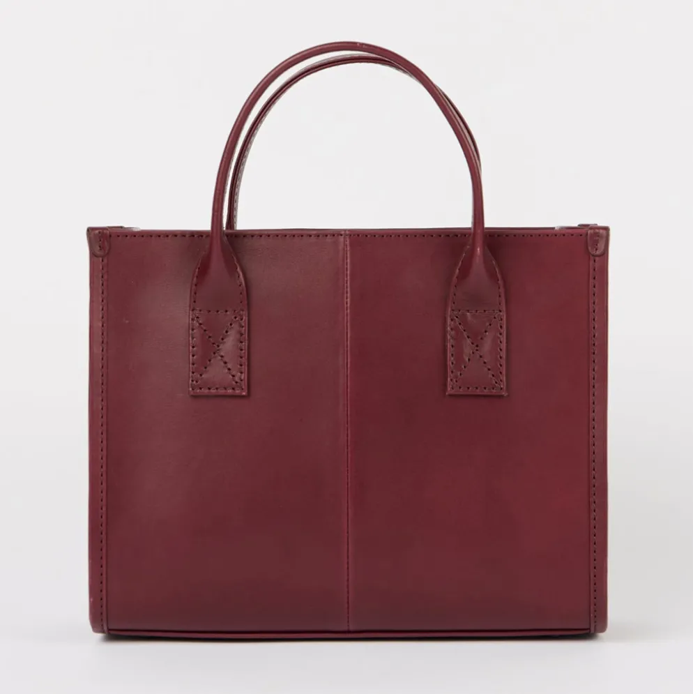 O My Bag Ledertasche JACKIE MIDI inkl. Webgurt Dark Cherry klassisches Leder