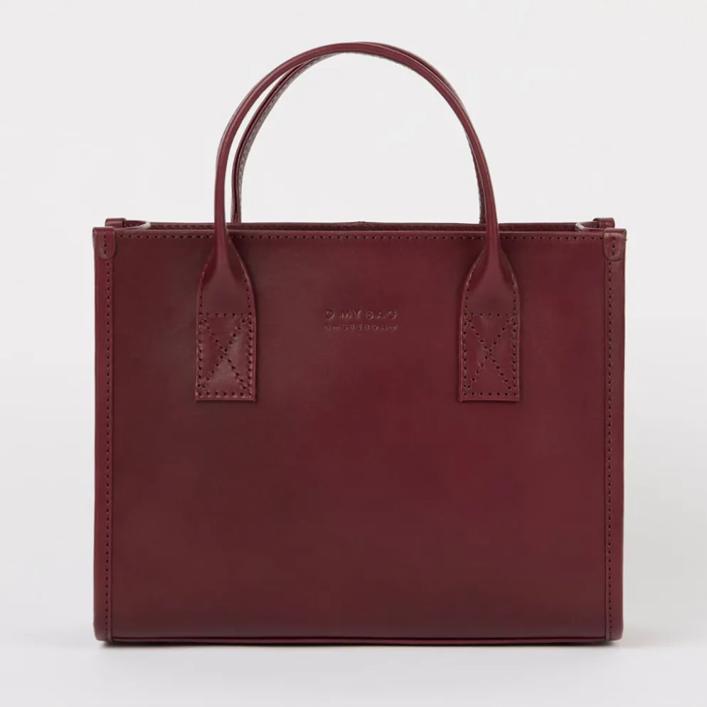 O My Bag Ledertasche JACKIE MIDI inkl. Webgurt Dark Cherry klassisches Leder