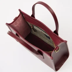 O My Bag Ledertasche JACKIE MIDI inkl. Webgurt Dark Cherry klassisches Leder