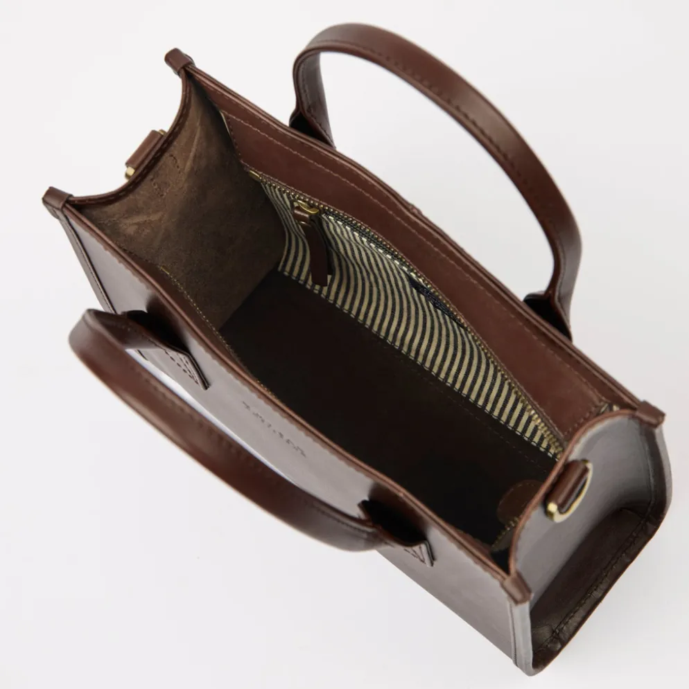 O My Bag Ledertasche JACKIE MIDI inkl. Webgurt Chocolate klassisches Leder