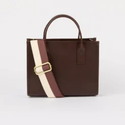 O My Bag Ledertasche JACKIE MIDI inkl. Webgurt Chocolate klassisches Leder