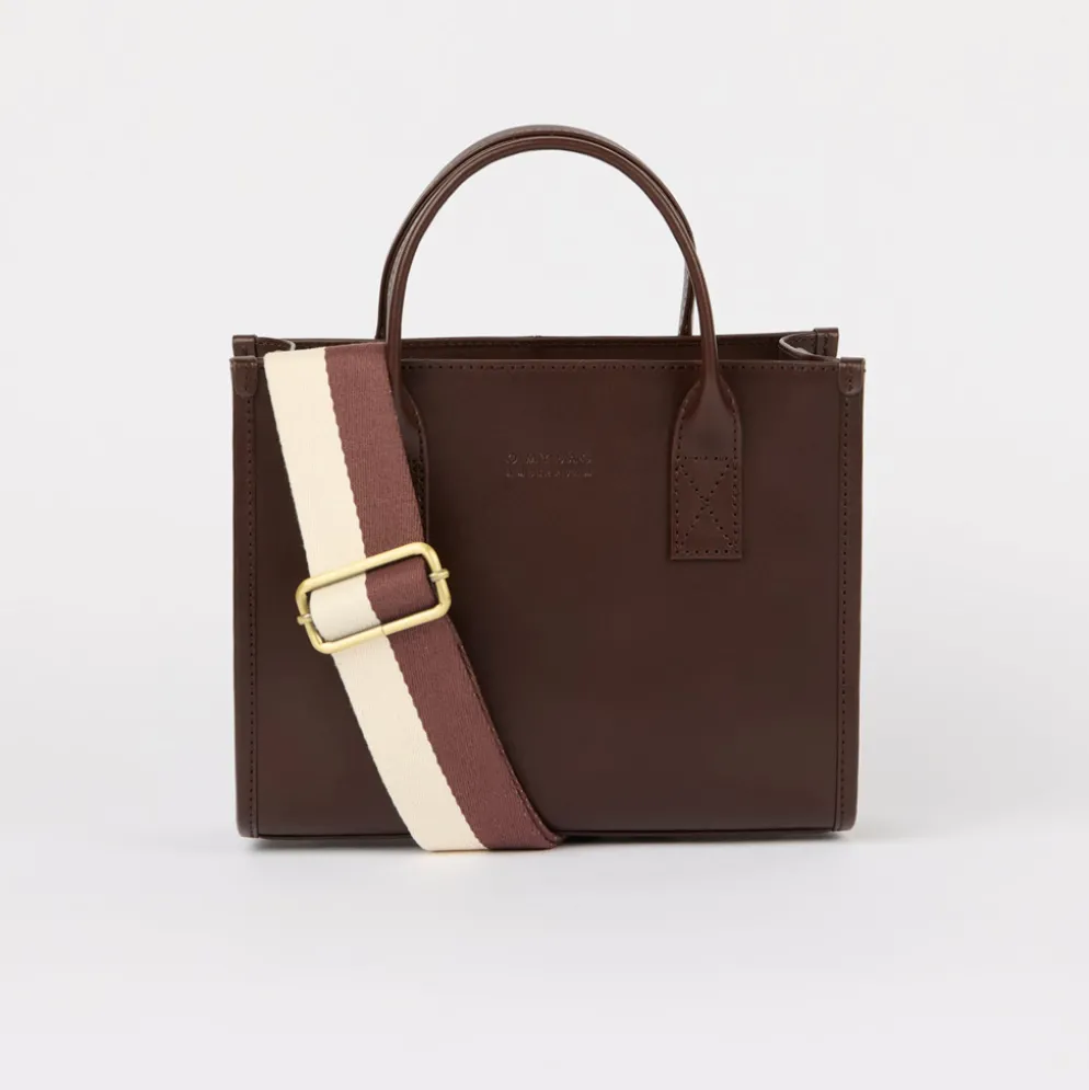 O My Bag Ledertasche JACKIE MIDI inkl. Webgurt Chocolate klassisches Leder