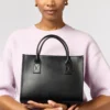 O My Bag Ledertasche JACKIE MIDI inkl. Webgurt Black klassisches Leder
