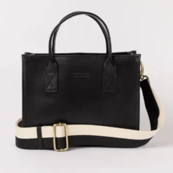O My Bag Ledertasche JACKIE MIDI inkl. Webgurt Black klassisches Leder