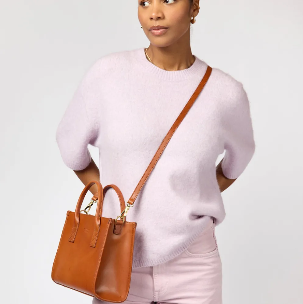 O My Bag Ledertasche JACKIE MIDI inkl. Ledergurt Cognac klassisches Leder