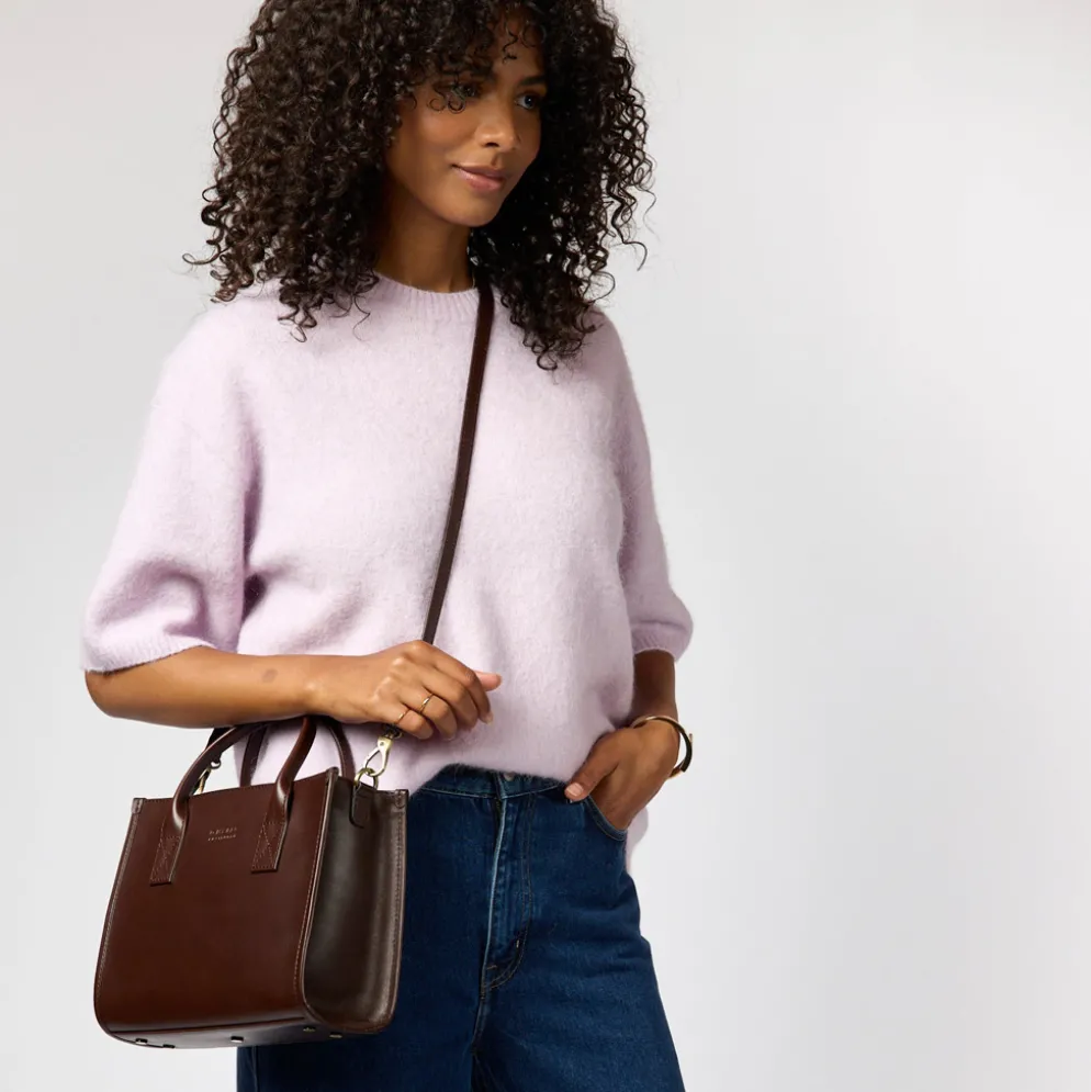 O My Bag Ledertasche JACKIE MIDI inkl. Ledergurt Chocolate klassisches Leder