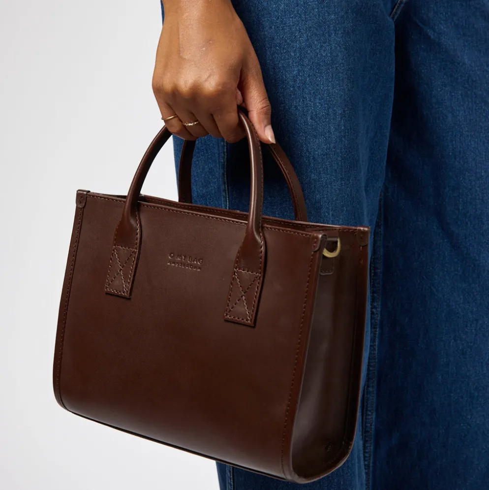 O My Bag Ledertasche JACKIE MIDI inkl. Ledergurt Chocolate klassisches Leder