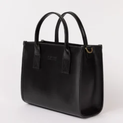 O My Bag Ledertasche JACKIE MIDI inkl. Ledergurt Black klassisches Leder