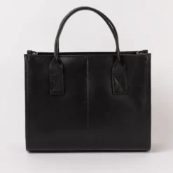 O My Bag Ledertasche JACKIE MIDI inkl. Ledergurt Black klassisches Leder