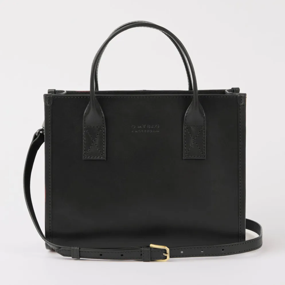 O My Bag Ledertasche JACKIE MIDI inkl. Ledergurt Black klassisches Leder