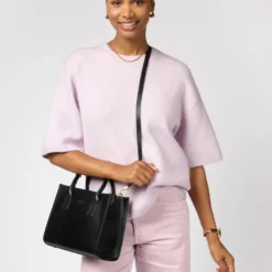 O My Bag Ledertasche JACKIE MIDI inkl. Ledergurt Black klassisches Leder
